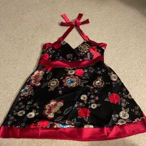 Body Central Silk Floral Halter Top